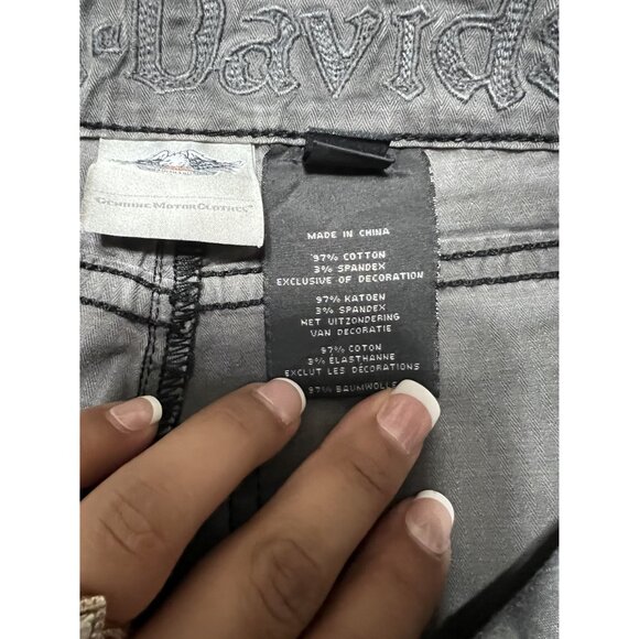 Harley Davidson Gray Studded Skinny Low Rise Pants Size 4 - Picture 9 of 10